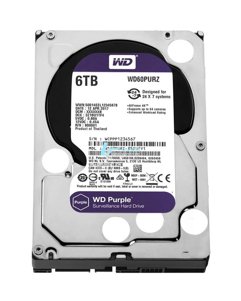 HDD Western Digital Purple 6TB 3.5" SATA III (WD60PURZ)
