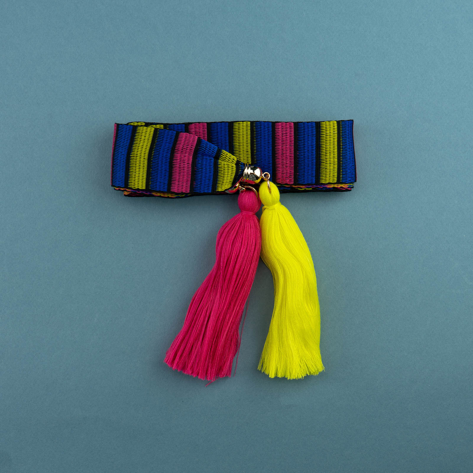 Belt Tape 1979/40/1 Pink/Blue/Yellow - Pink Gold Endings - 12Cm