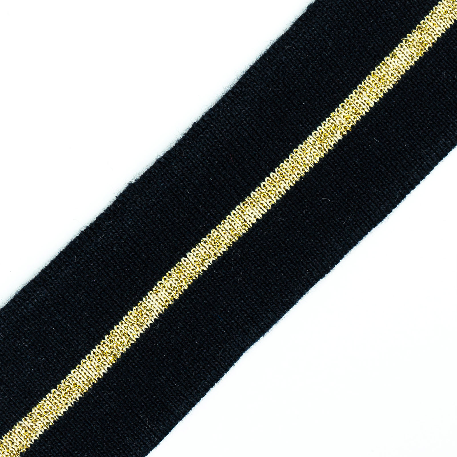 Navy and Gold Lurex Stripe Cuff Rib Knit